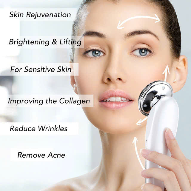 7-in-1 Facial Massager EMS Micro-current Color Light Vibration LED Beauty