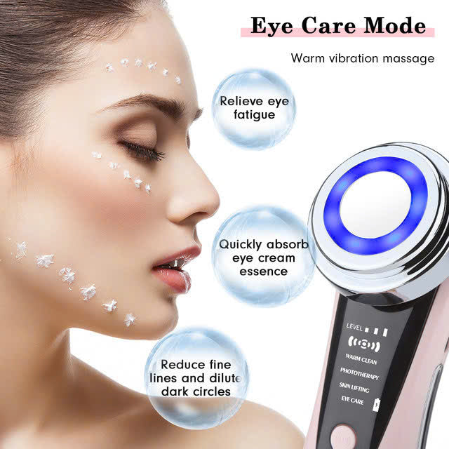 7-in-1 Facial Massager EMS Micro-current Color Light Vibration LED Beauty